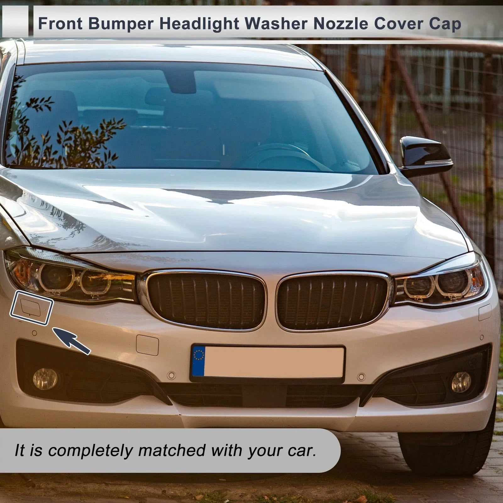 Front Right Side Bumper Headlight Washer Nozzle Cover Cap for BMW 335i GT Black