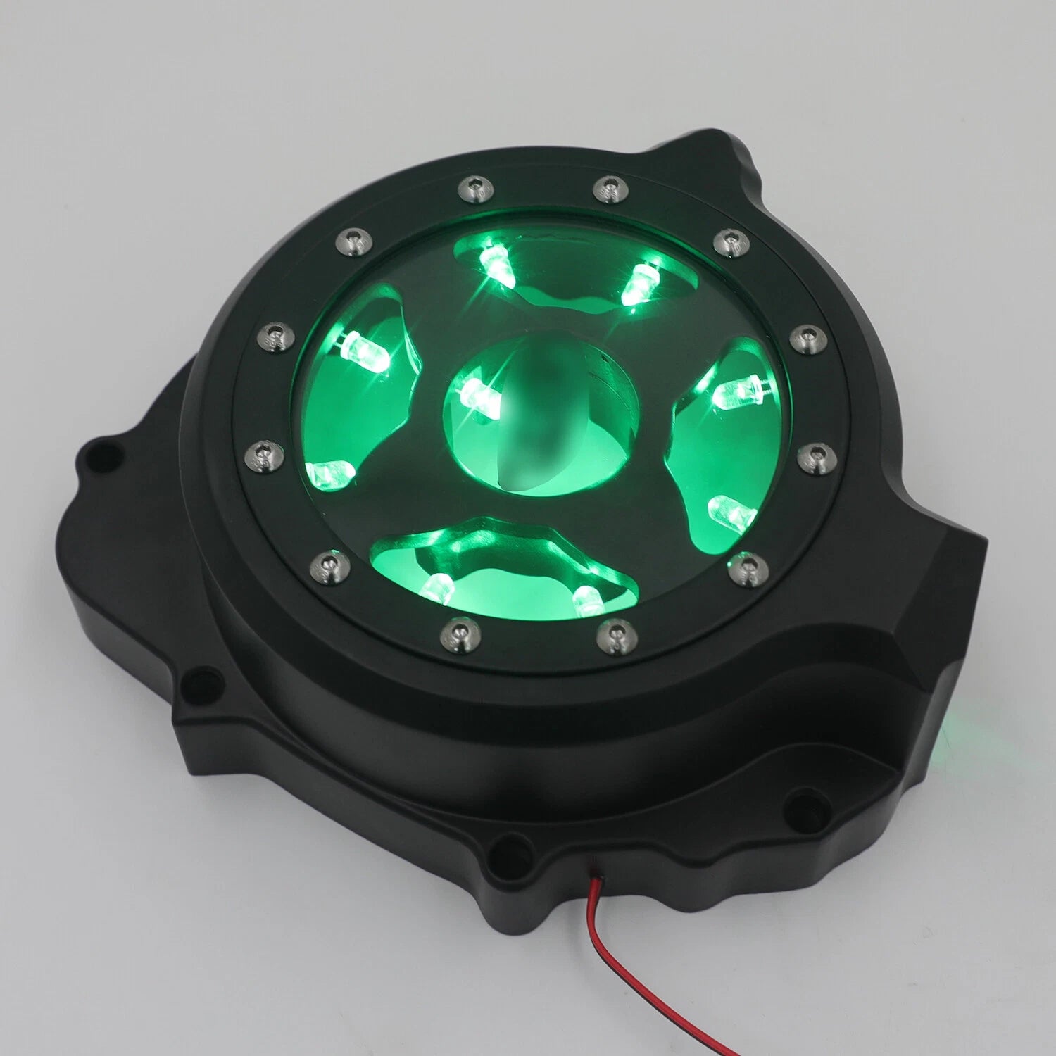 Black Left Engine Stator Cover with Green LED for Honda CBR 600RR (2003–2006)