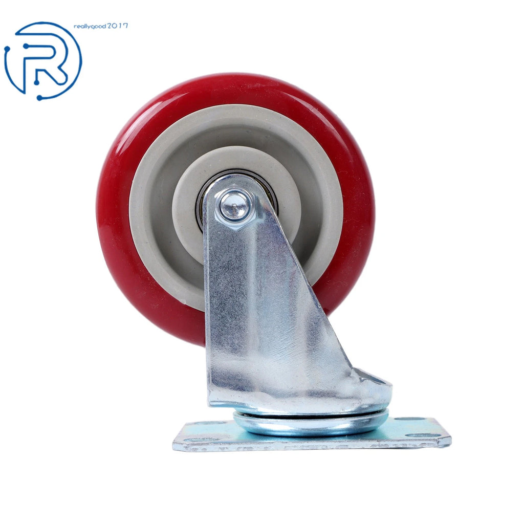 Set of 4 Heavy Duty 4" Swivel Caster Wheels with Plate - Red
