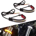 2X Amber LED Fork Turn Signal Light Strip for Motorcycle (USA)