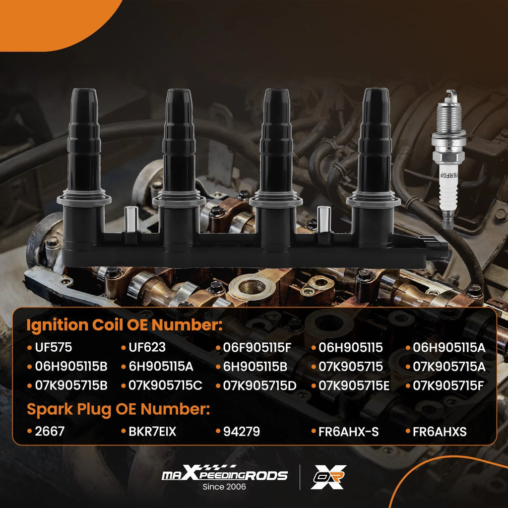 Ignition Coil + Spark Plugs Set for Chevrolet Aveo (2004-2011)