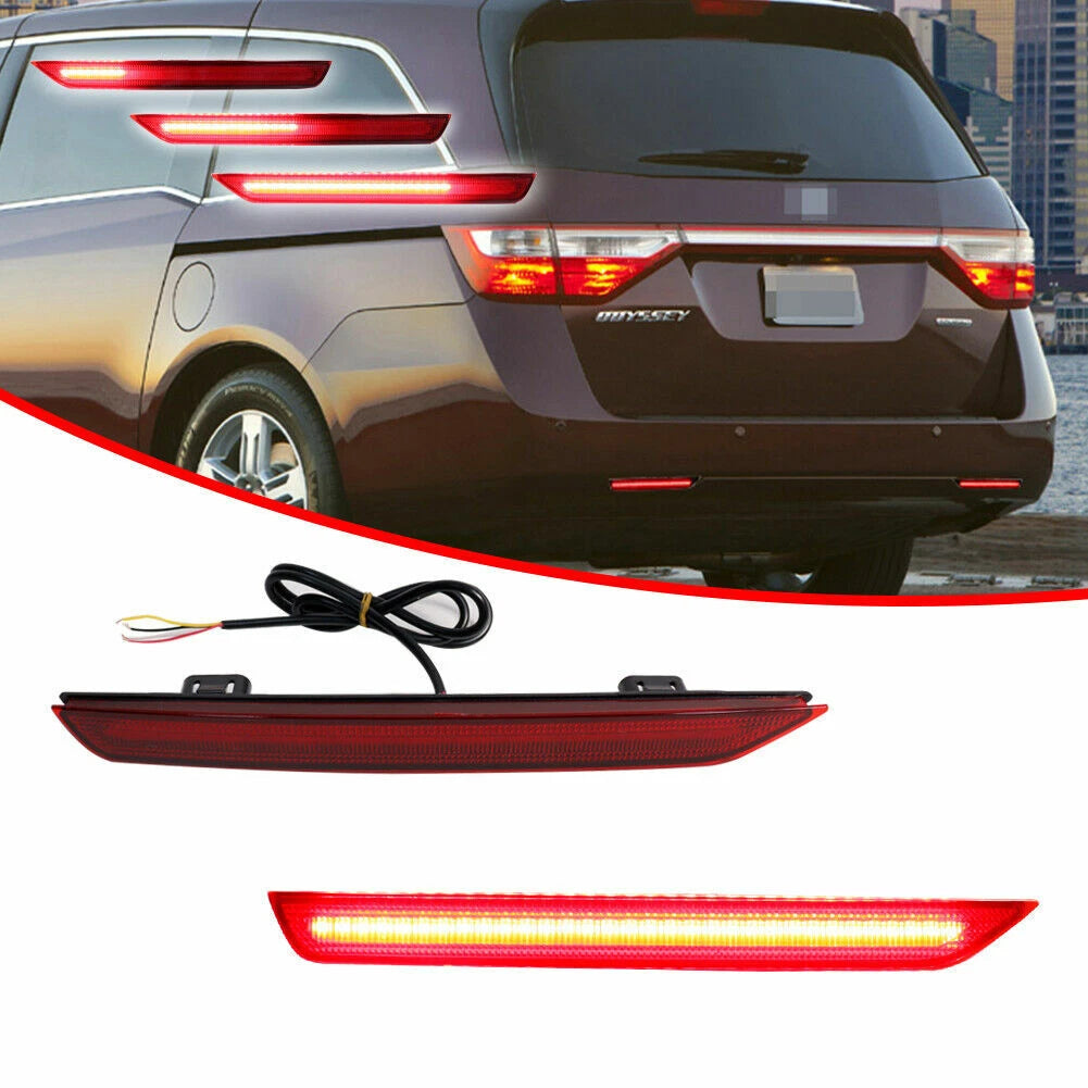 Red LED Rear Bumper Reflector Tail Lights for Honda Odyssey (2011–2017)