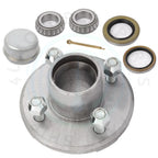 Set of 4 Galvanized Trailer Hubs with 2500 lbs Axle Bearings 4 on 4"