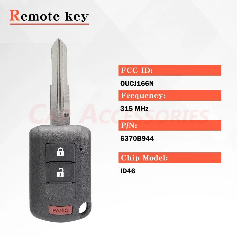 1/2 Remote Car Key Fob OUCJ166N 6370C135 for Mitsubishi Outlander (2014–2020)