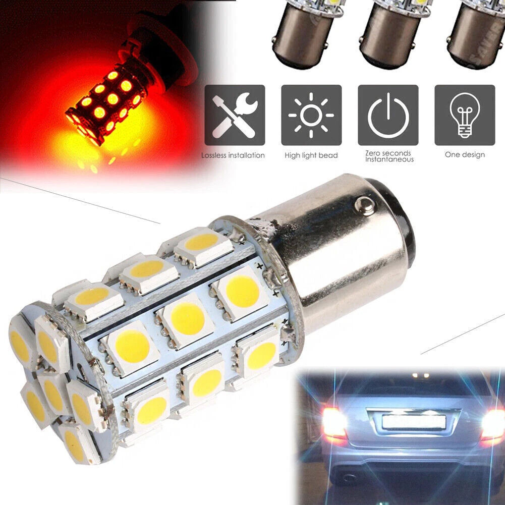 Set of 10 White BA15D 5050 27 SMD LED Interior Light Bulbs for Marine Boat