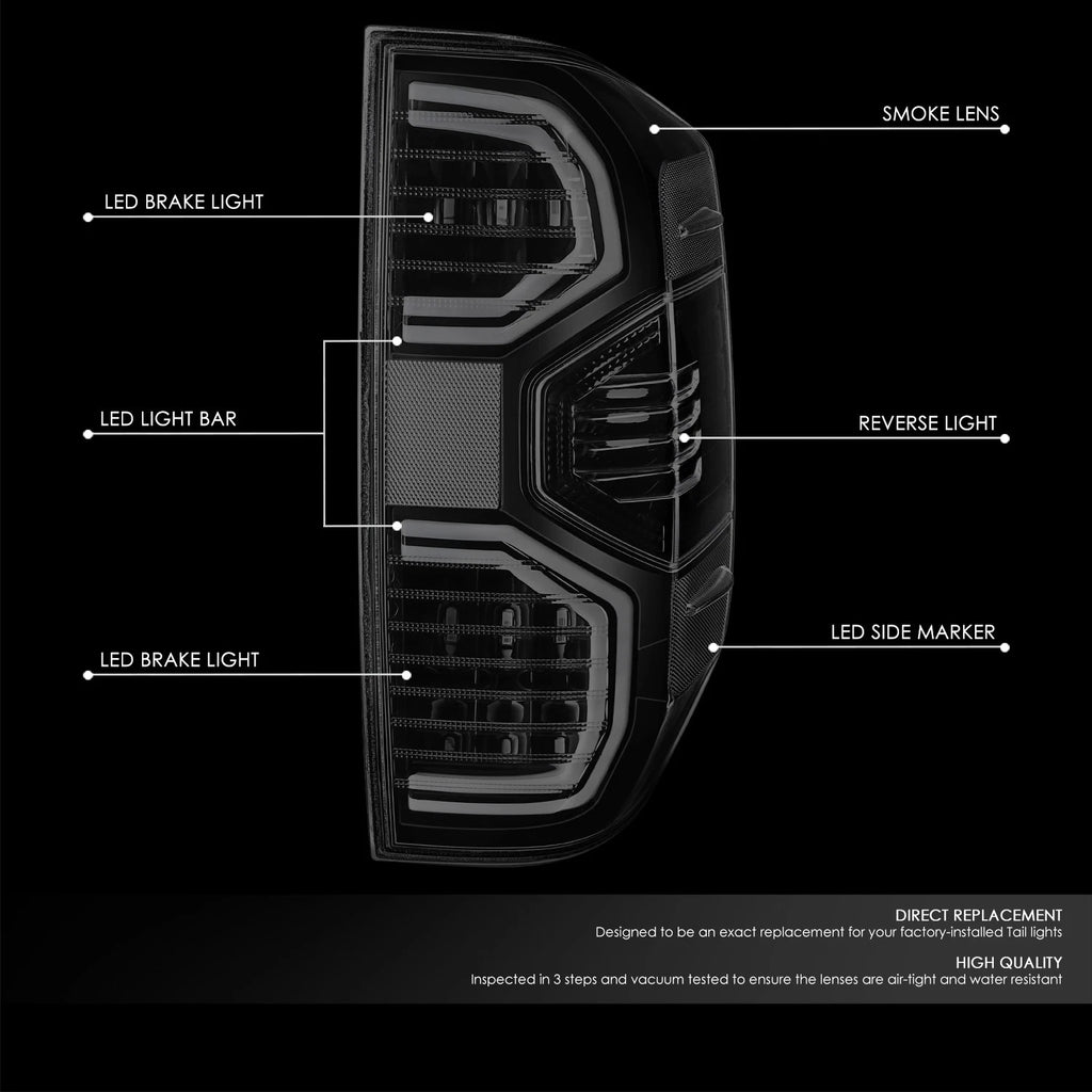LED Turn Signal Tail Light for Toyota Tundra (2014–2021) - Black Housing, Smoked Red Lens