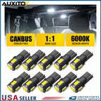 Set of 10 LED License Plate Dome Light Bulbs for Various Vehicles (6000K)