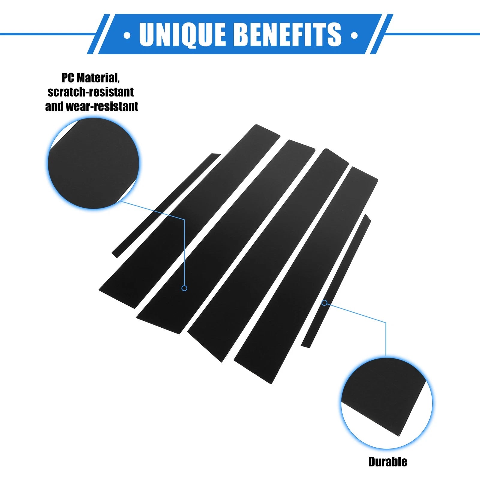 Set of 6 Pillar Posts Door Window Trim Cover for Toyota Corolla (2009–2013) Black