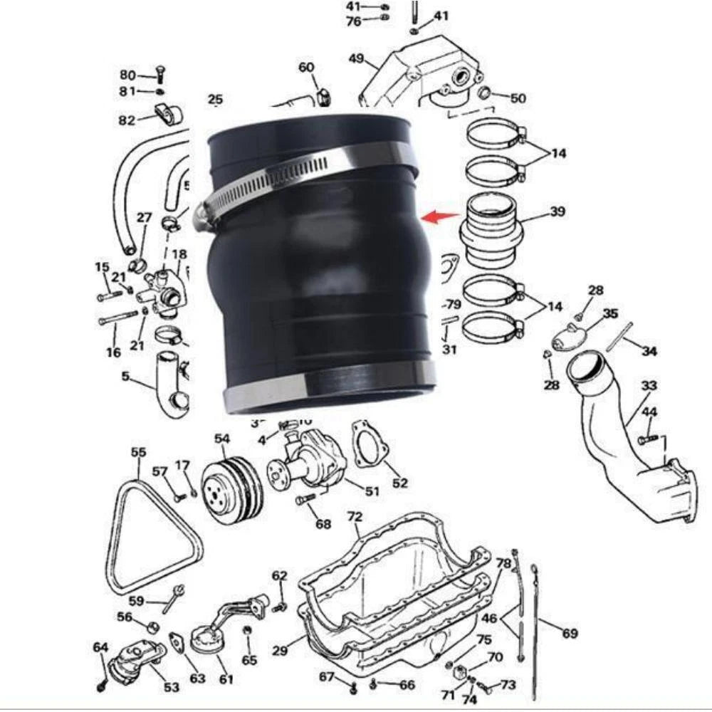 Exhaust Hose Coupler Bellow for OMC Cobra, Volvo Penta (3852741, 3863450, 18-2780-1)