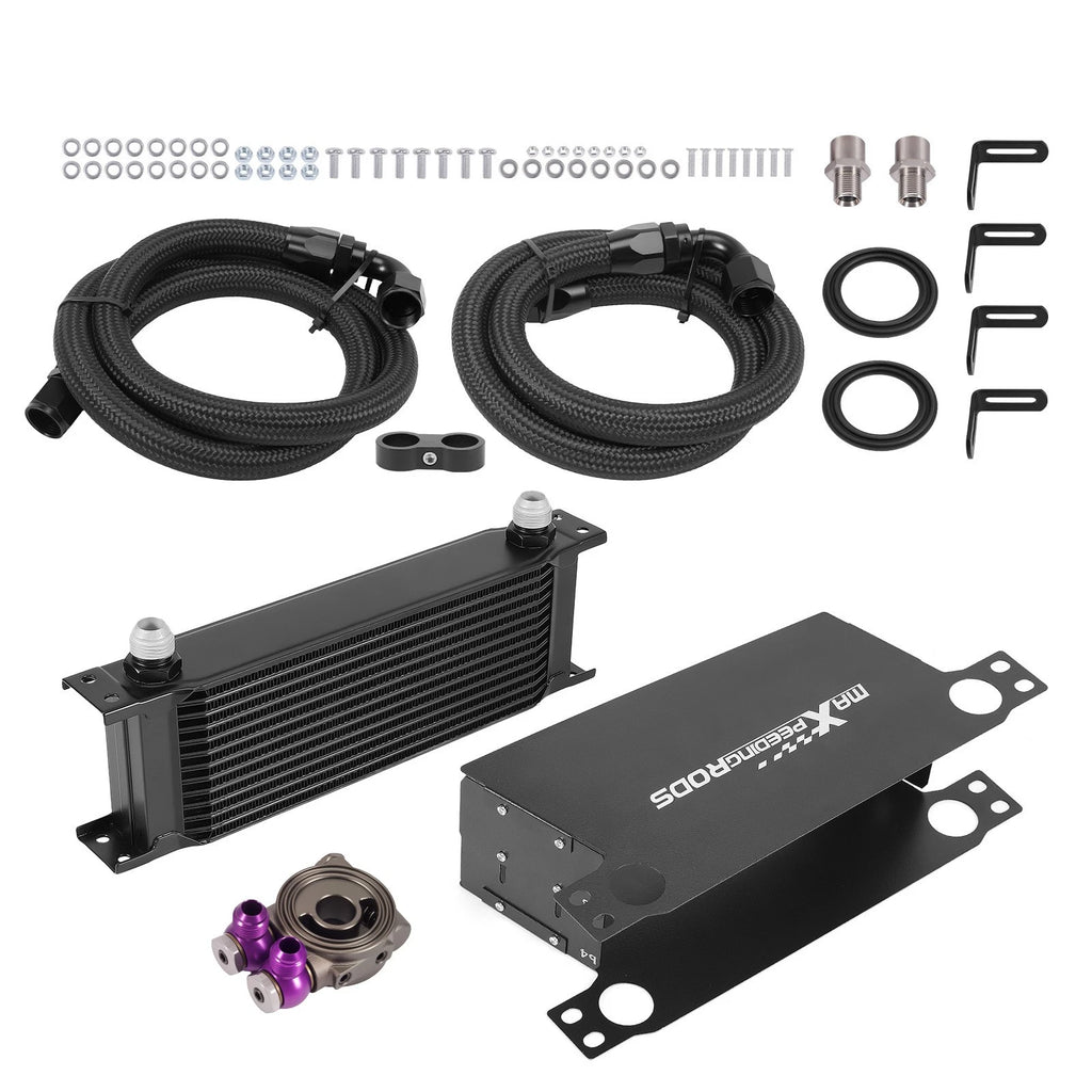 13-Row Engine Oil Cooler 10AN Aluminum w/Thermostatic Sandwich Kit