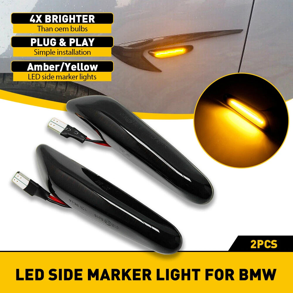 Dynamic LED Sequential Side Marker Turn Signal Light for BMW E82 E90 E92 E88 (2007-2013)