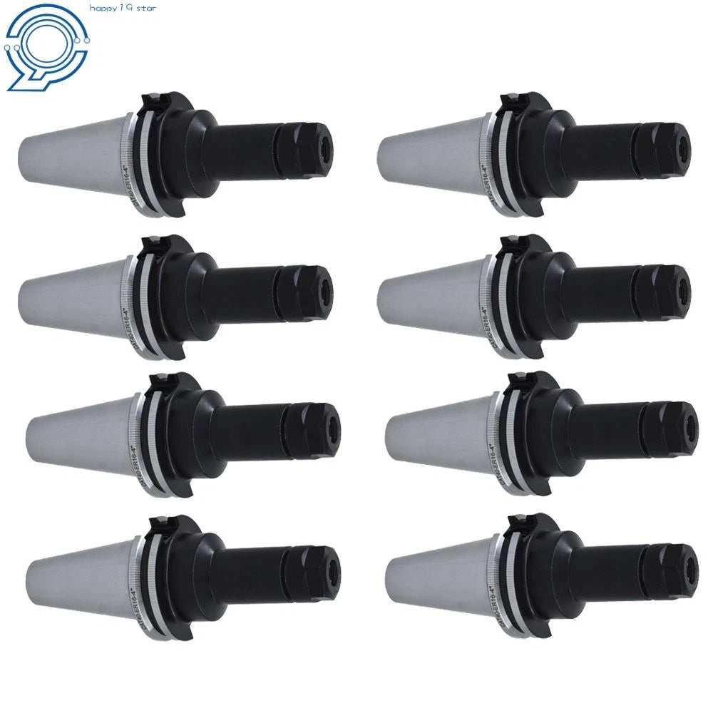 Set of 8 CAT40-ER16 Collet Chucks for Tool Holder (4" Gage Length)
