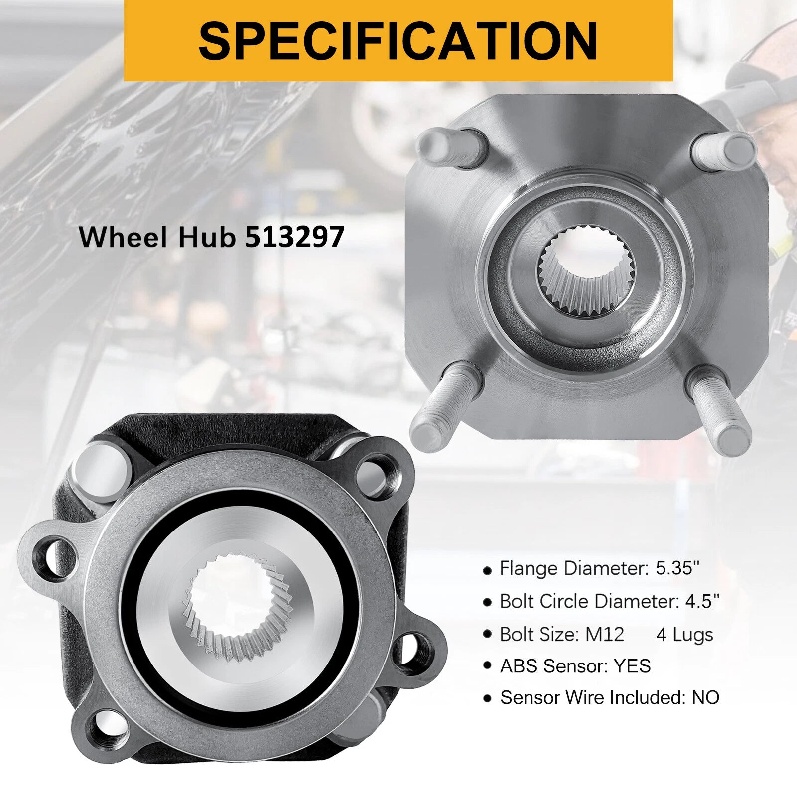 2Pcs Wheel Hub Bearings Assembly Front W/ ABS for Nissan Sentra (2007–2012)
