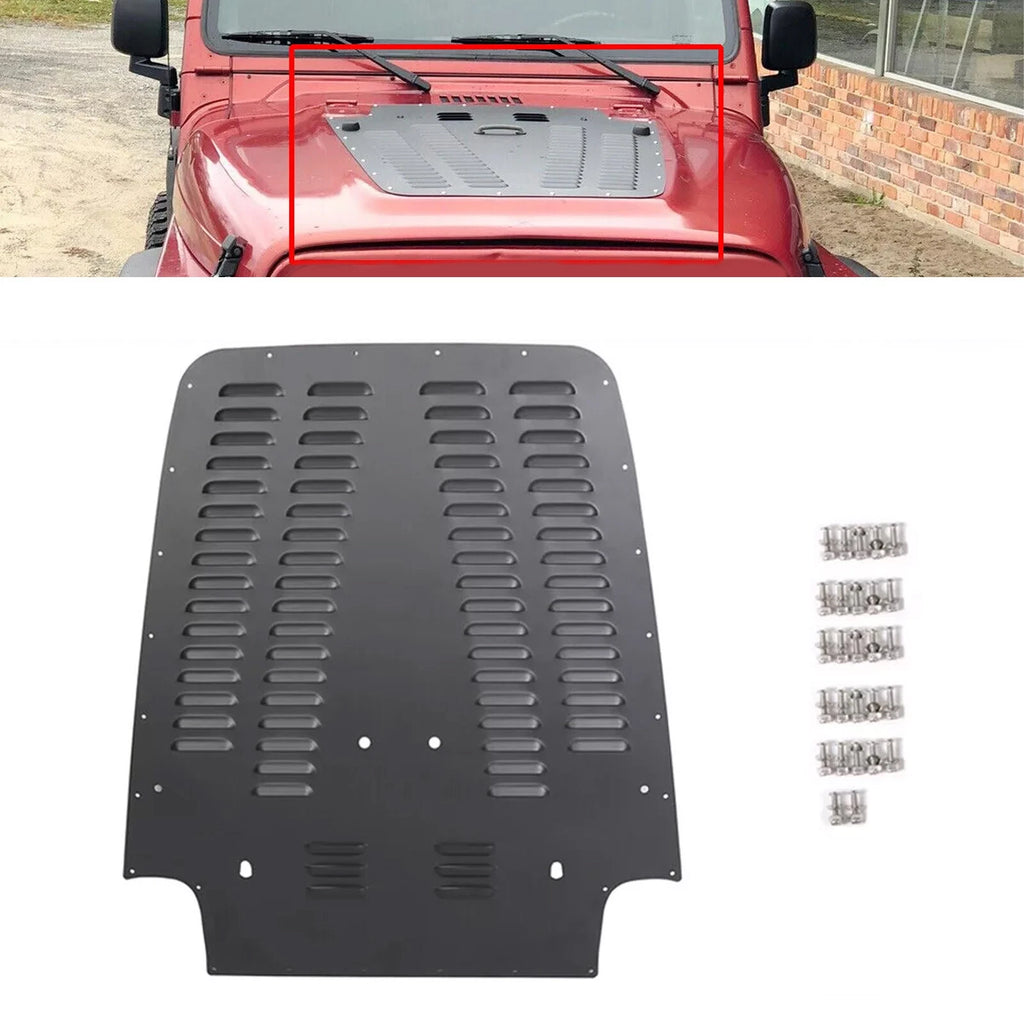 Front Vented Louver Hood Panel for Jeep Wrangler TJ (1997–2002) - Black