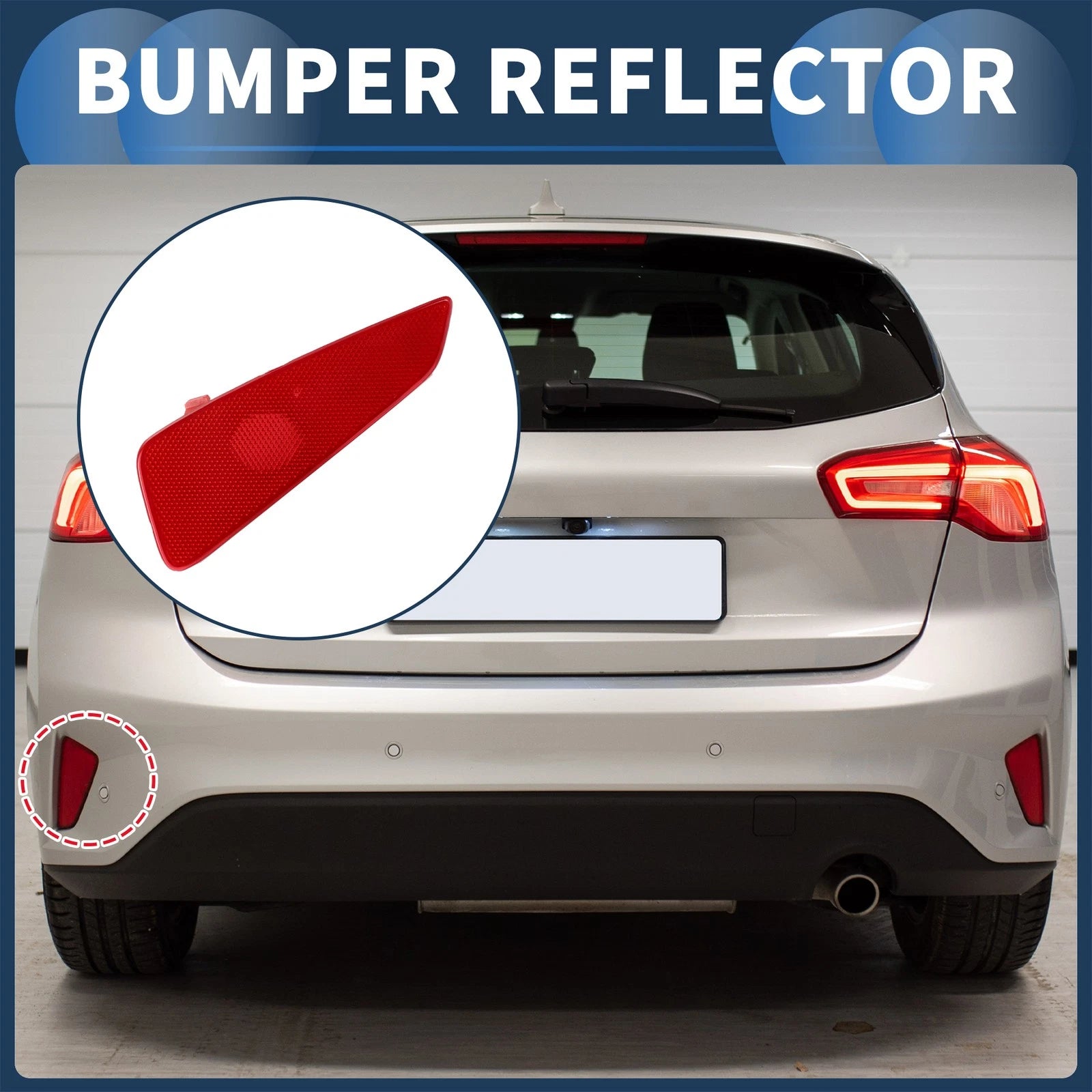 Bumper Reflector No.JX7B13B414CA for Ford Focus Sedan (2019–2020) Red Right