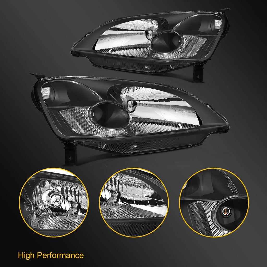 Set of 2 Reflector Headlights for Honda Civic (2001–2003)