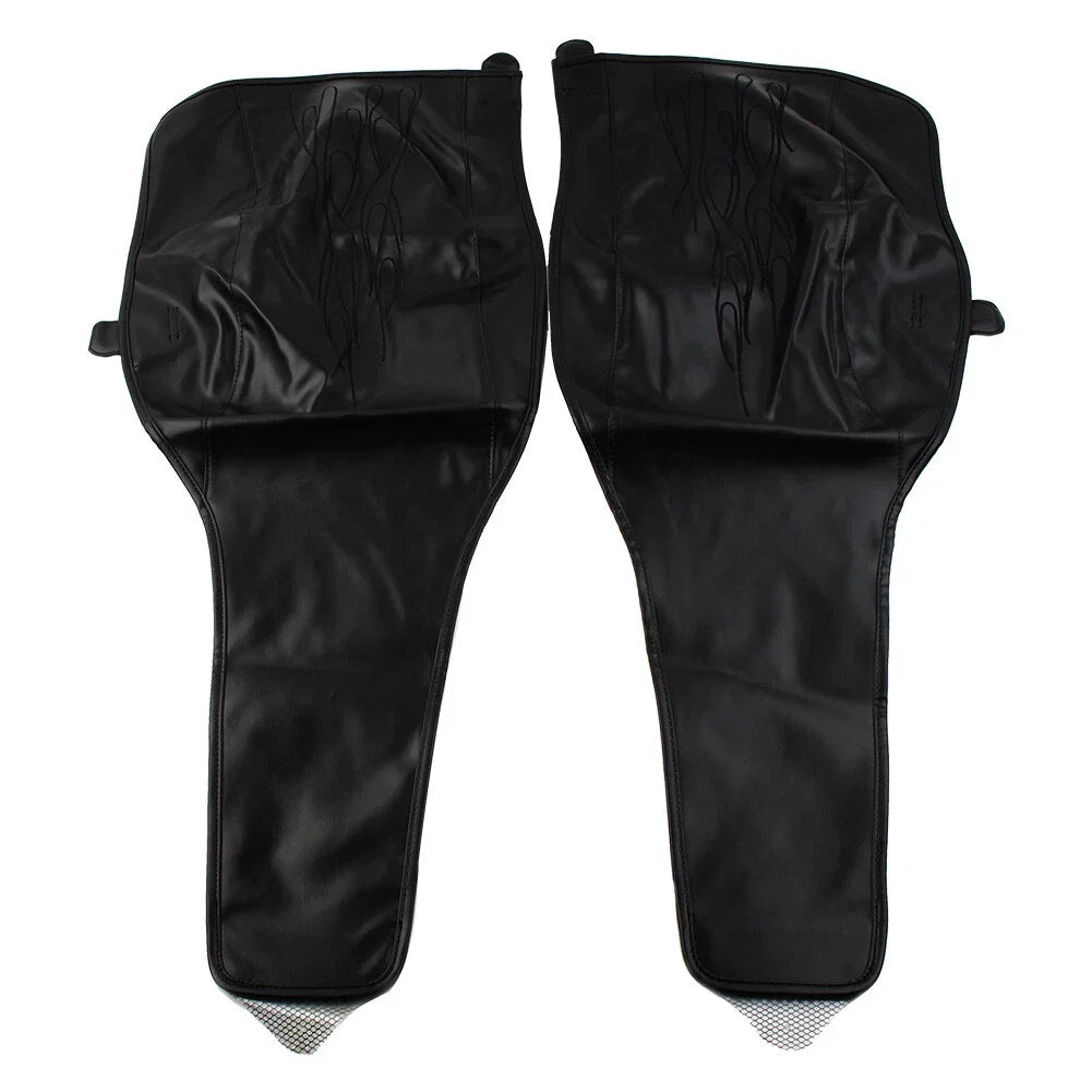 Black PU Leather Flame Rear Trike Fender Bra for Harley Tri Glide (2014-2023)