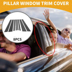 8 x Car Pillar Window Trim Covers for BMW X5 (2014-2018) Black Carbon Fiber