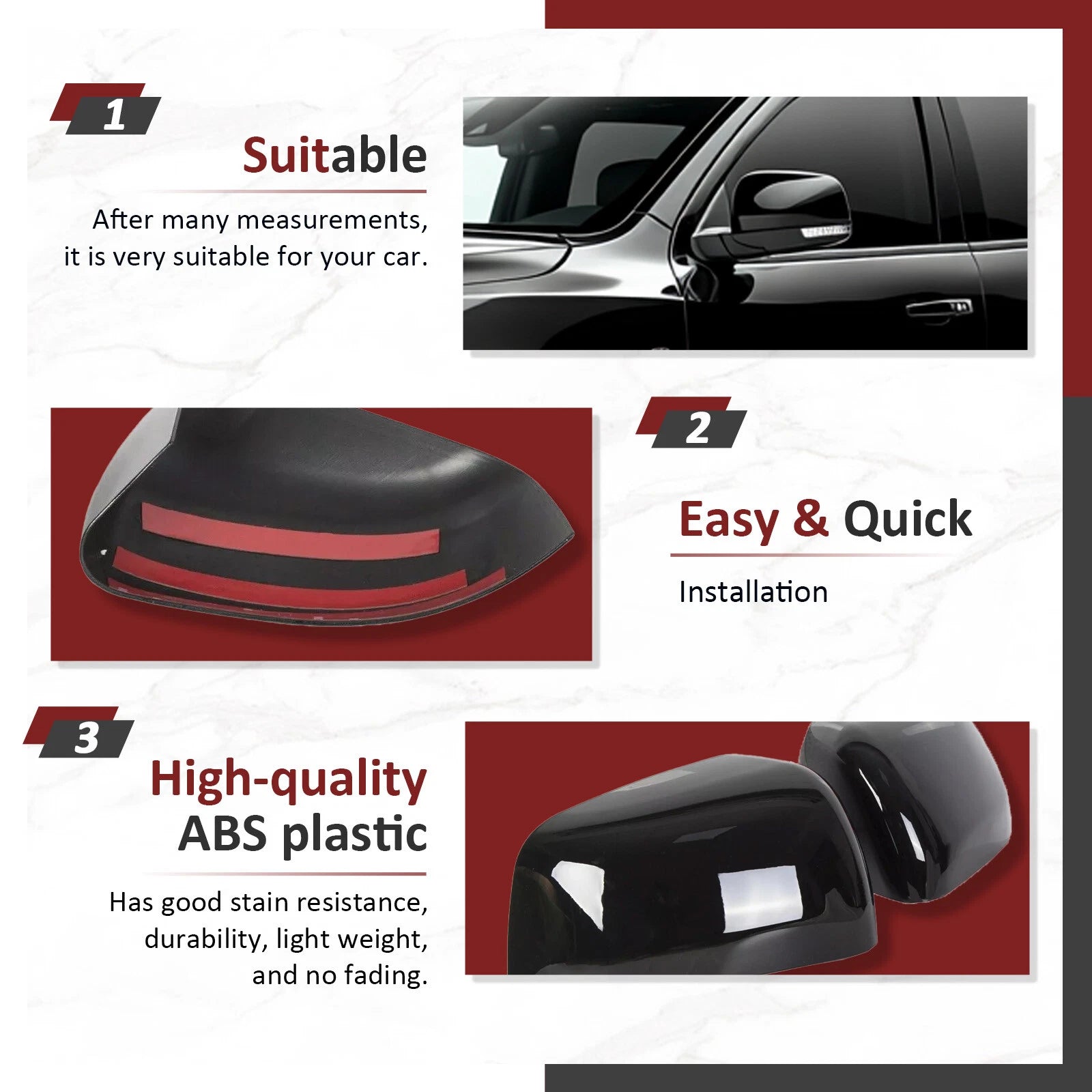 Gloss Black Mirror Covers for Jeep Grand Cherokee/Dodge Durango (2011–2021)