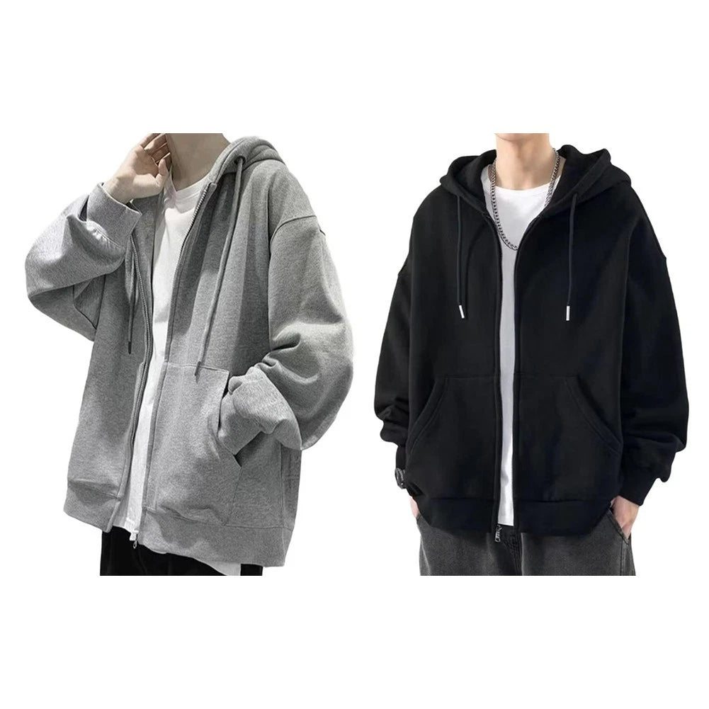 Set of 4 Hoodies for Men - Polyester Spandex Blend, Oversized Harajuku Style