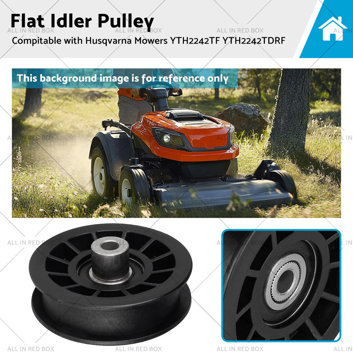 Flat Idler Pulley for Husqvarna YTH2242TF YTH2242TDRF (M17538H 194327)