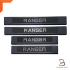 4x Black Stainless Door Step Protectors for Ford Ranger Wildtrak Sport (12-25)