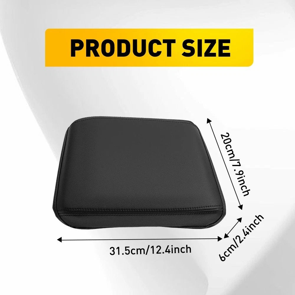 Black Leather Center Console Armrest Cushion Cover for Toyota Tacoma (2024–2025)