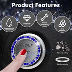 Rhinestone Engine Start Stop Button Ring Cover for Car (2020-2024)