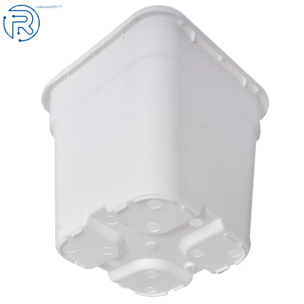 Set of 10 Square White Nursery Pots for Plants