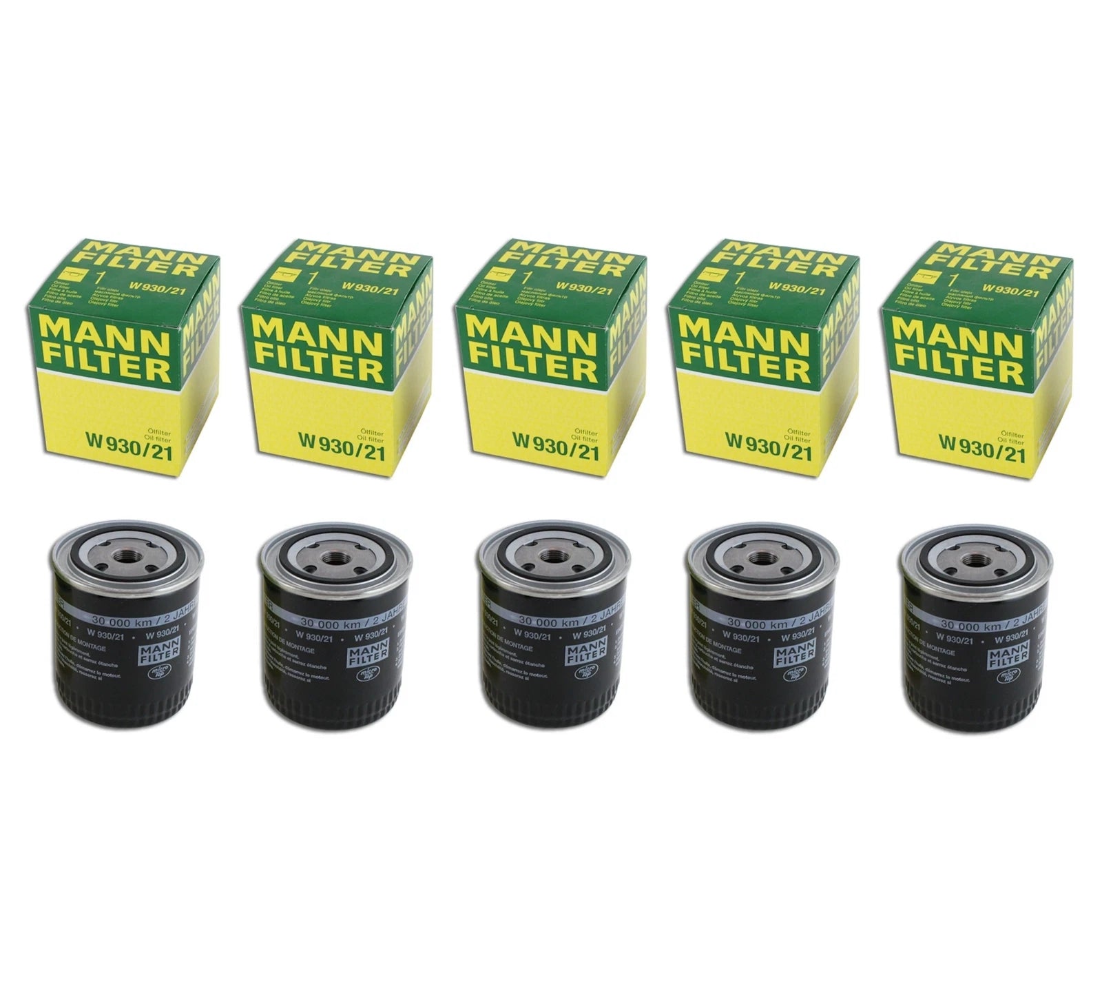 Set of 5 Mann W930/21 Engine Oil Filters for VW Passat Audi 90 A4 A6 Quattro