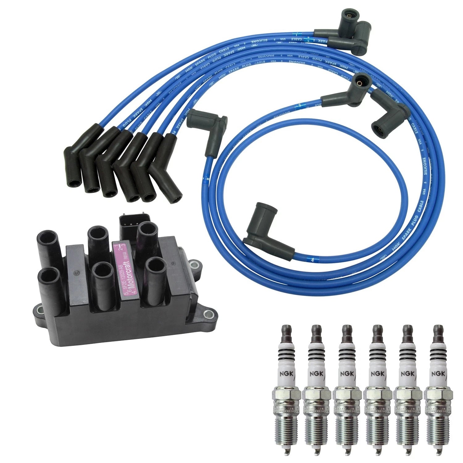 Set of 6 Hitachi Ignition Coils & NGK Iridium Spark Plugs for Mustang V6
