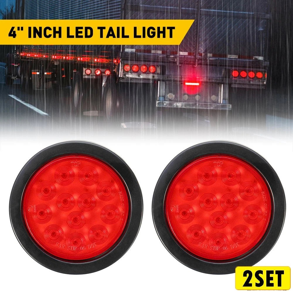 4X Round LED Trailer Lights for Truck (4" Inch, 24-LED)