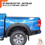 Matte Black Fender Flares for Ford Ranger 2022-2023 XL XLT XLS Sport
