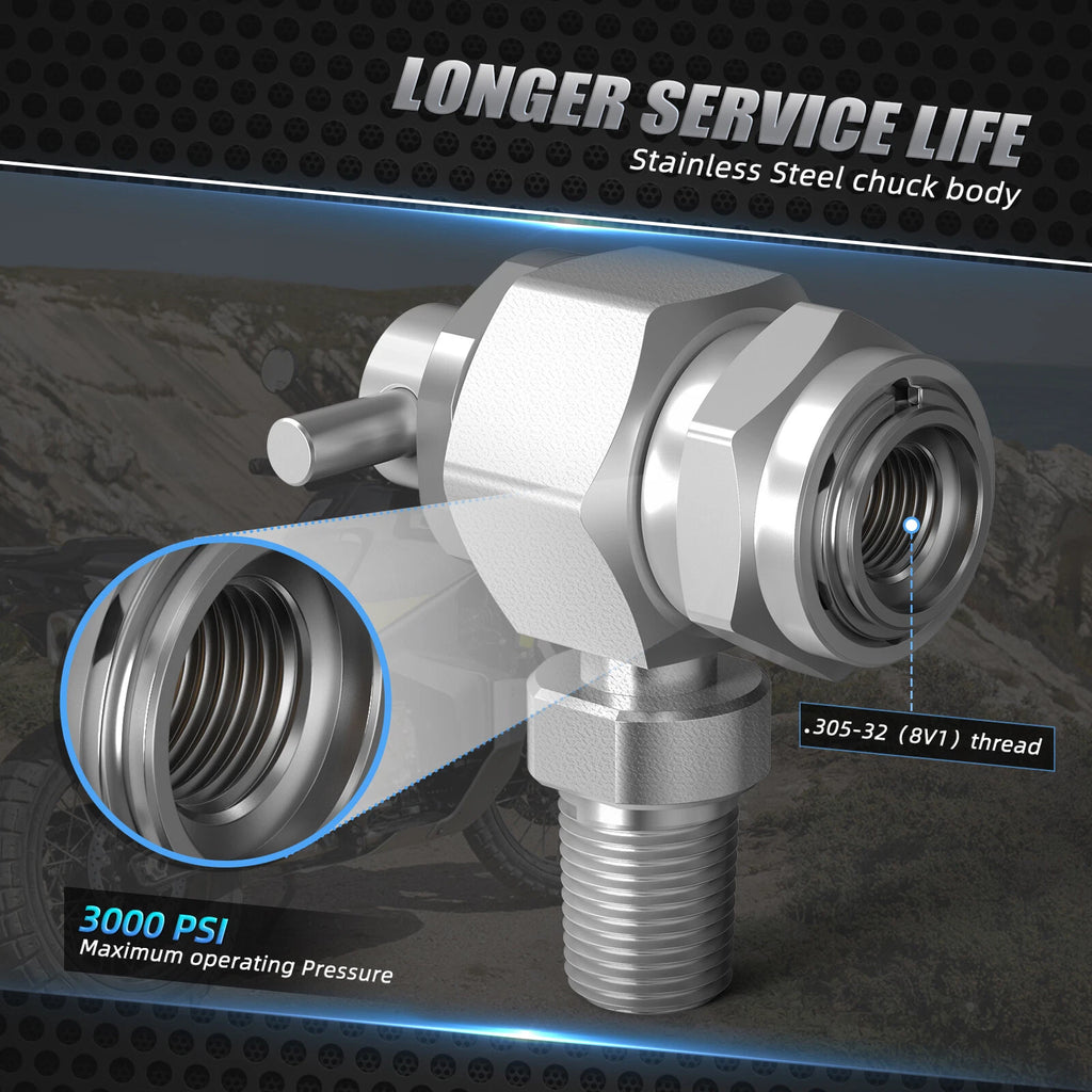 1/8" NPT Male Nitrogen Filling Tool Valve for UTVs ATVs (Fits Schrader)