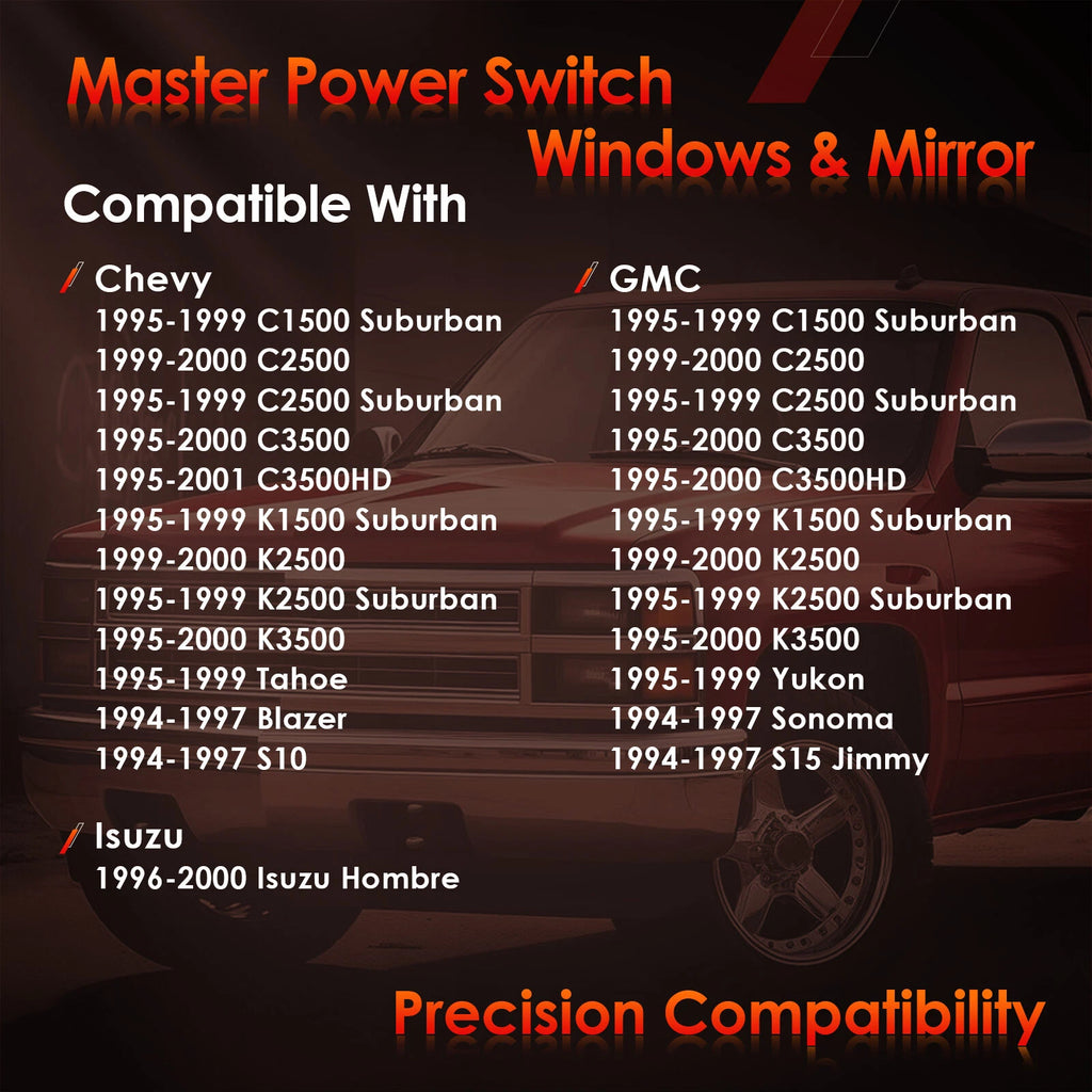 Power Window & Mirror Switch for Chevy GMC C/K 1500-3500 Tahoe (1995-2000)