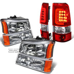 Chrome Crystal Headlight + Bumper + Red 3D LED Tail Light for Silverado (2003–2007)