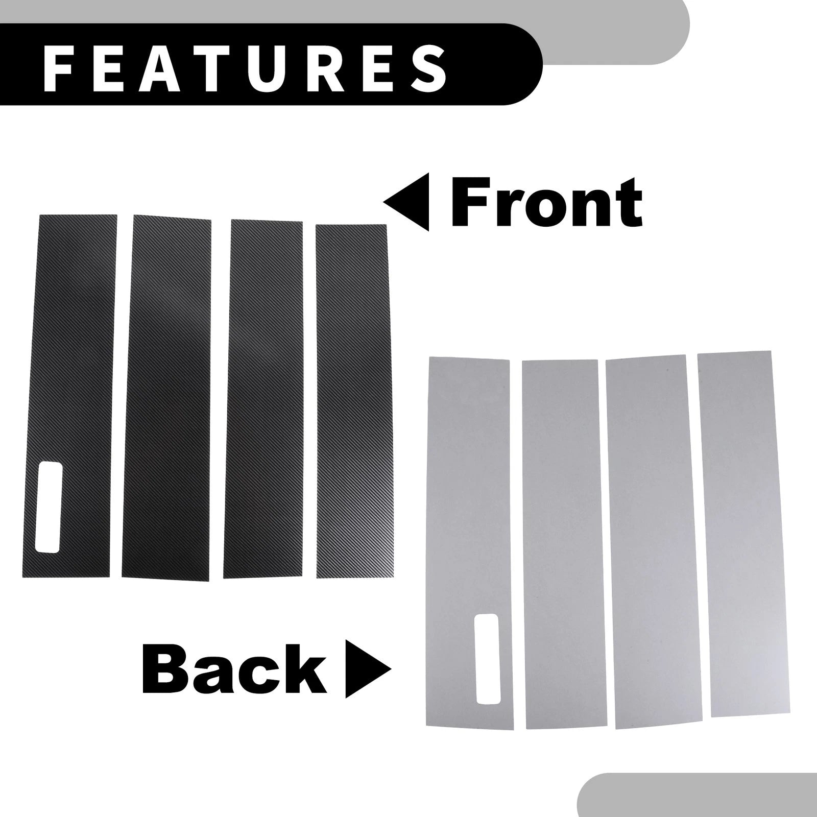 Set of 4 Car Pillar Window Trim Covers for Ford F-150 (2015–2021) Black Carbon Fiber