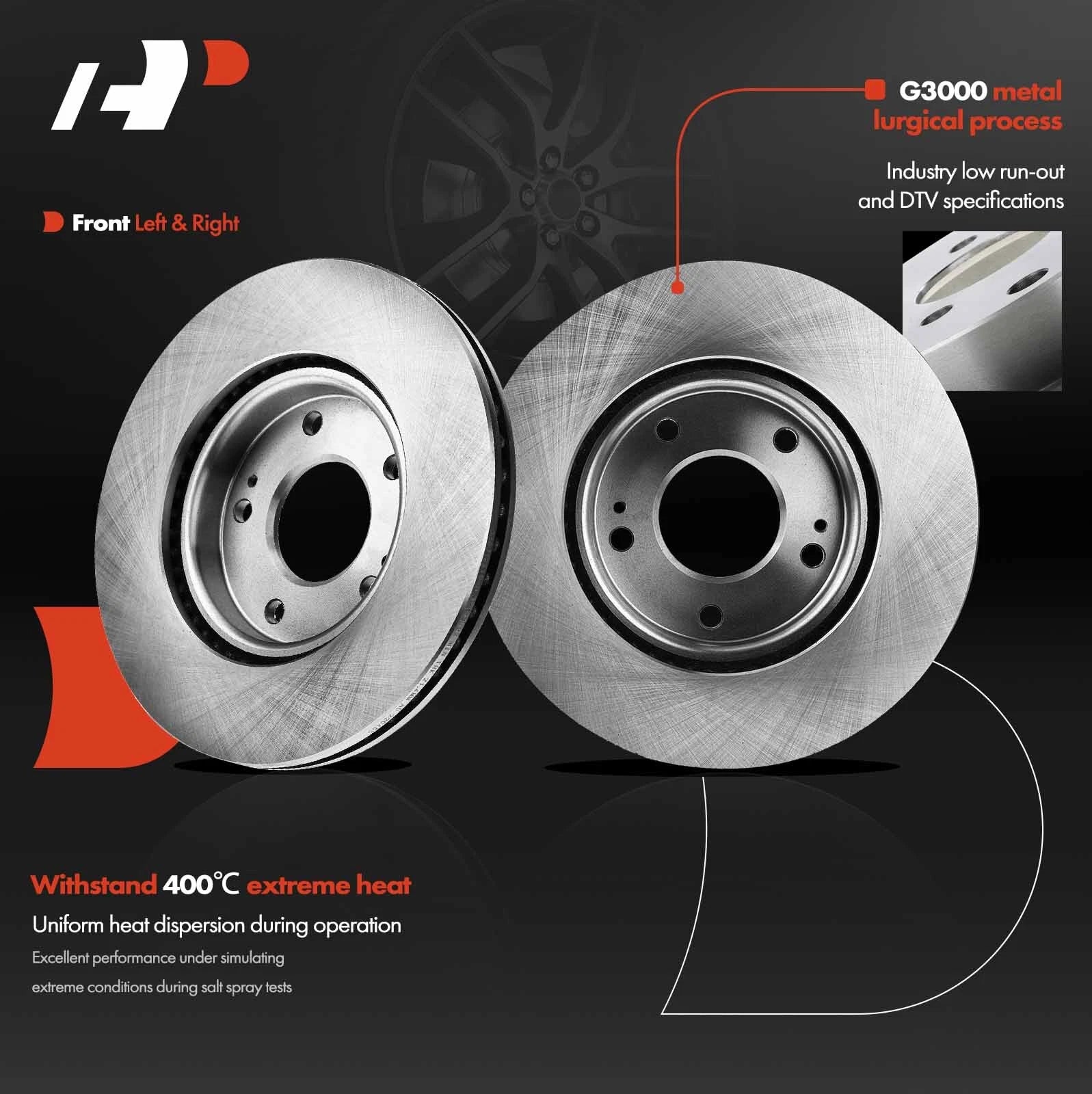 Front Disc Brake Rotors for Hyundai Elantra, Kona, Veloster, Venue, Kia Forte, Soul (2011–2023)