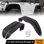 Full Set Flat Style Solid Steel Fender Flares for Jeep Wrangler (2007–2018)