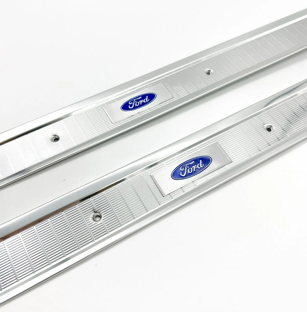 Door Sill Scuff Plates w Blue Decal for 1966–1969 Ford Fairlane
