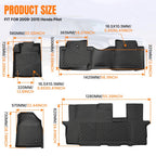 Set of 4 TPE Waterproof Floor Mats for Honda Pilot (2009–2015)