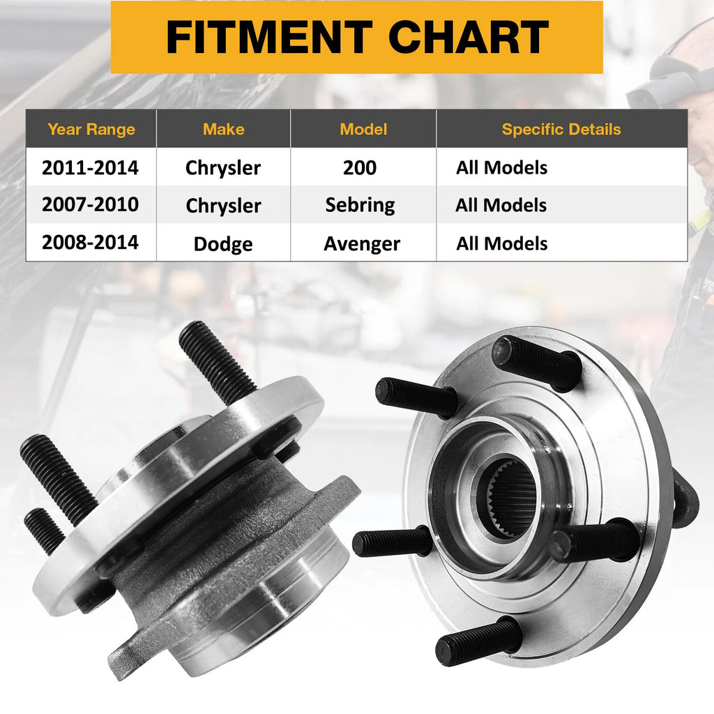 2 Front Wheel Hub Bearings for Dodge Avenger Chrysler Sebring (2007–2014)