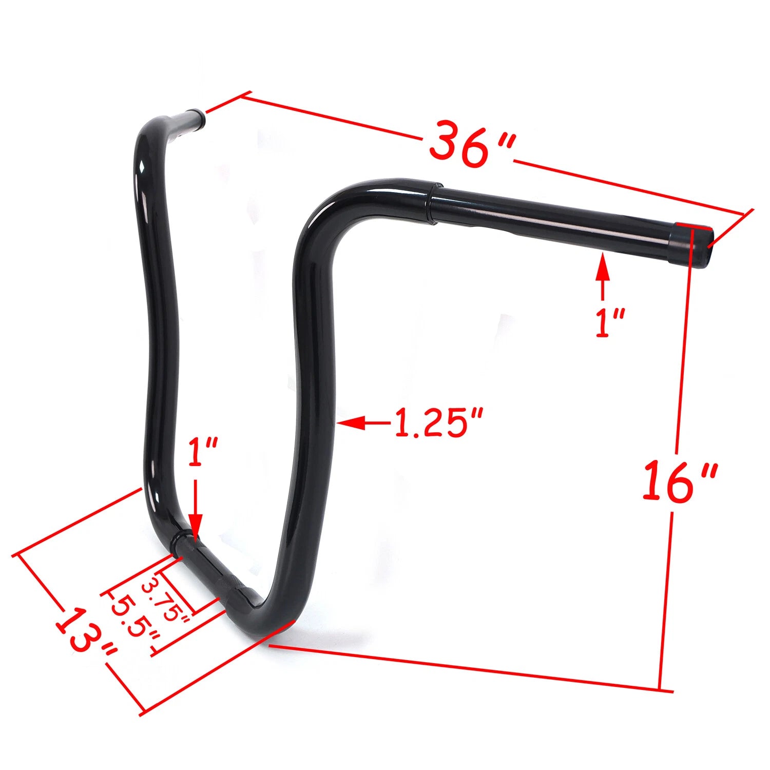 1" Clamp 16" Rise Black Handlebar for Harley FLHR (1994–2020) FLS (2000–2020)
