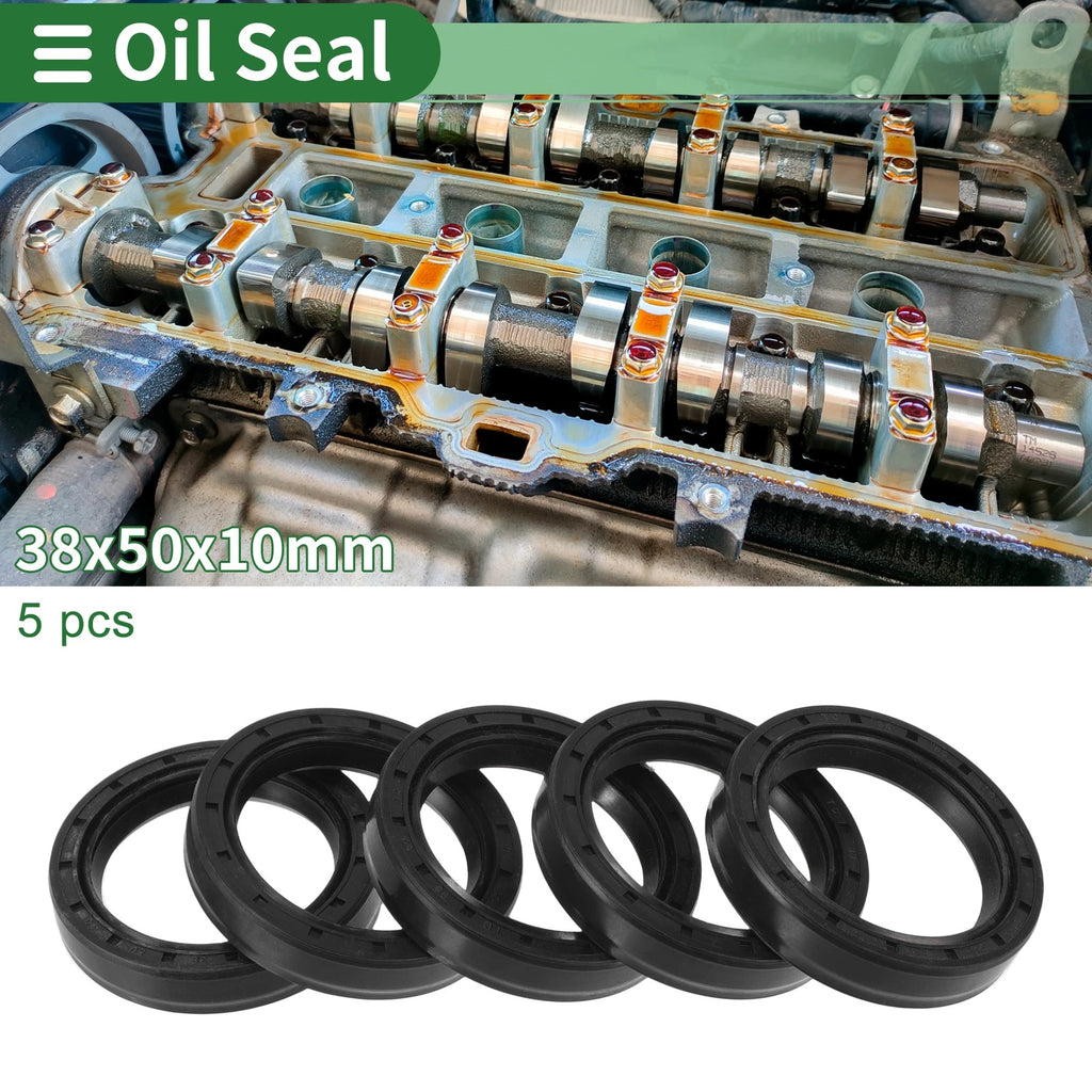 Set of 5 Oil Seal Rotary Shaft Seal NBR Rubber 38x50x10mm for Various Models