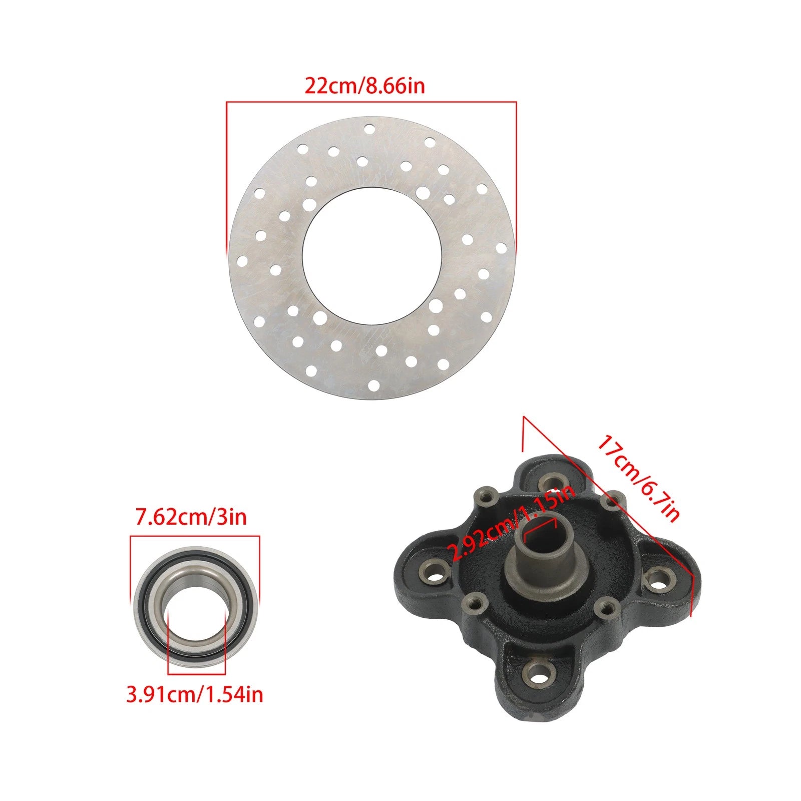 Rear Wheel Hub Brake Rotor Bearing Stud Kit for Polaris Ranger XP 900 (2013–2019)
