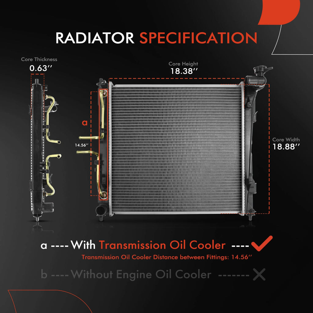 Radiator for Hyundai Sonata, Kia (2011–2015) 2.0L Auto Trans