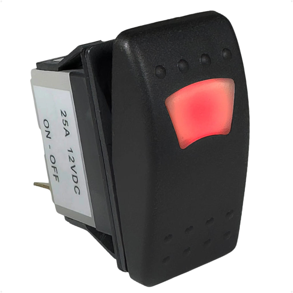 3-Pin On-Off LED Rocker Switch 25A/12V DC, 15A/24V DC, SPST, IP66 Waterproof