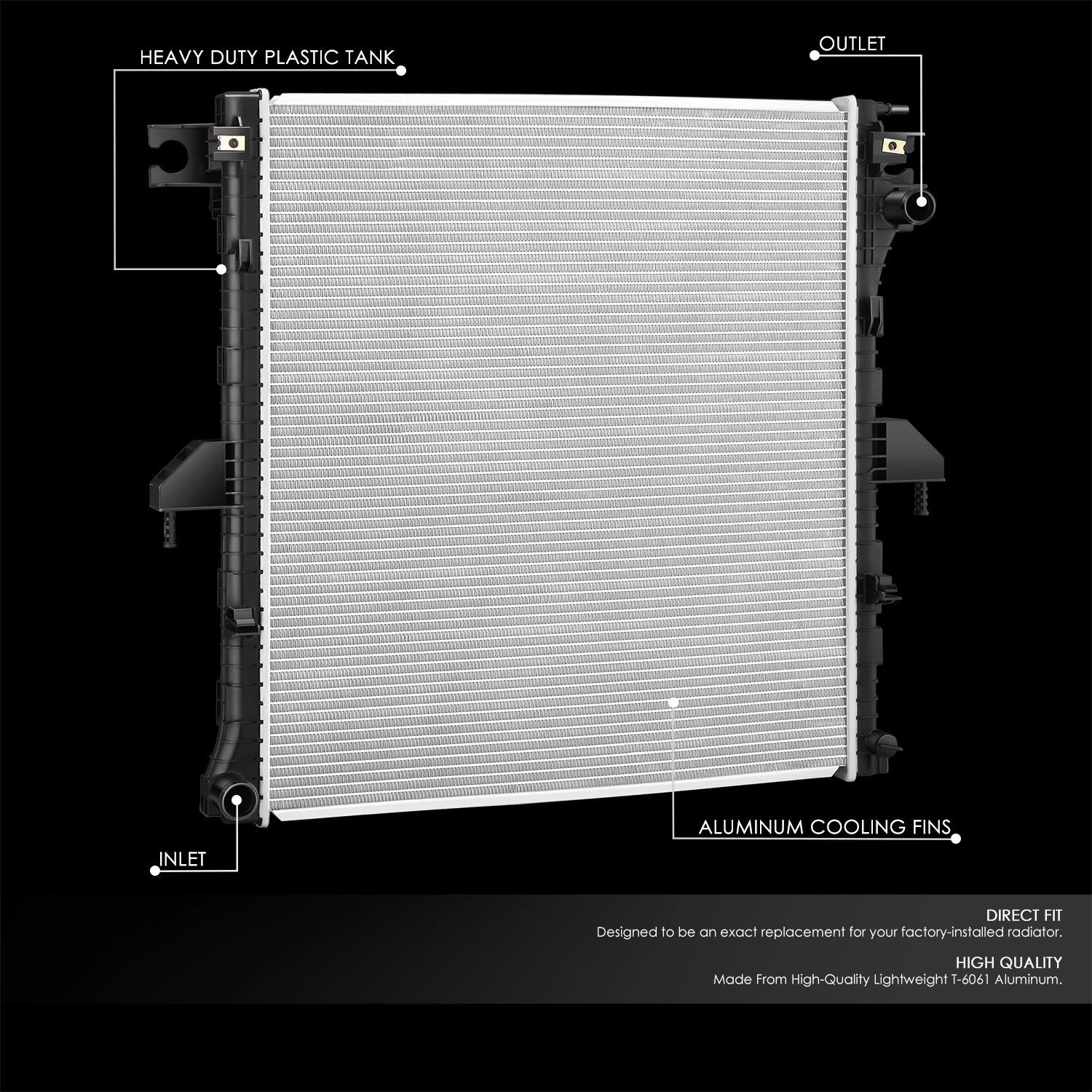 Aluminum Core Radiator for Ford Ranger 2.3L (2019–2023) DPI 13804