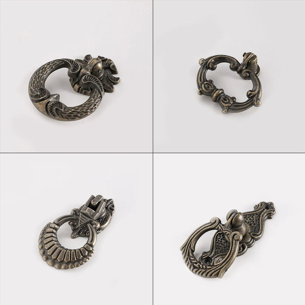 Set of 10 Vintage Drop Ring Handles for Cabinets and Drawers