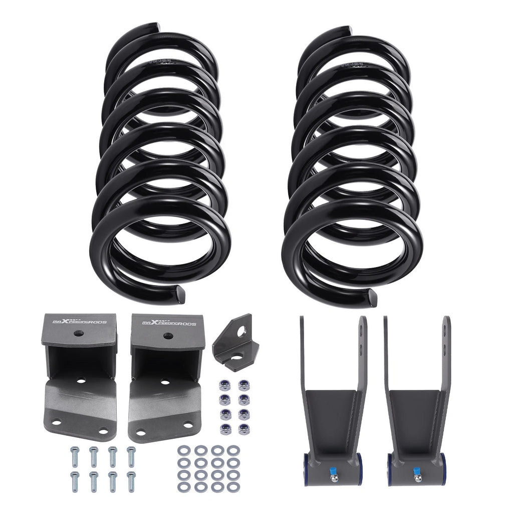 2" / 4" Drop Kit for Chevy GMC C1500 V8 (1988–1998) Coil Springs Hanger Shackles